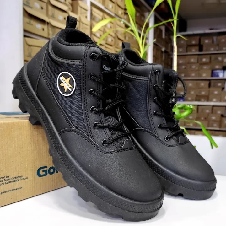 Goldstar J Boot III Black Lace-Up Shoes For Men